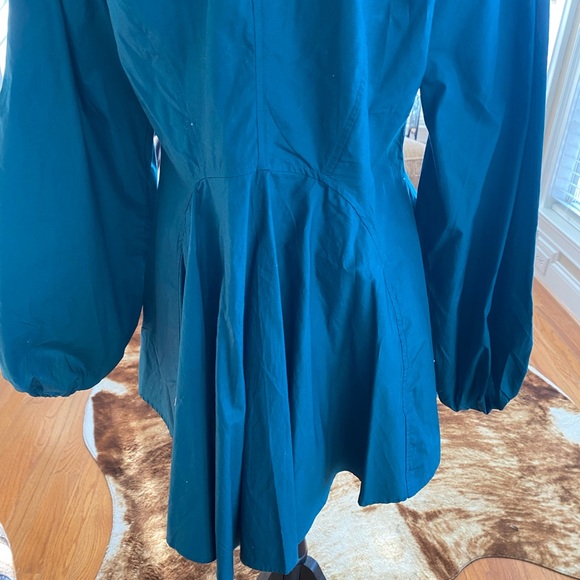 FREE PEOPLE Dark Teal Green All The Time Long Sleeve Tunic Peplum Blouse - Picture 7 of 10